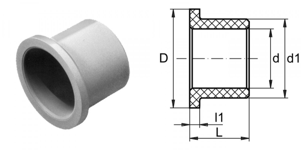 Gleitlagerbuchse aus Polyamid mit Bund einbaufertig