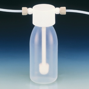 Sicherheits-Gaswaschflasche aus PFA/PTFE | Waschflasche für Gase in unzerbrechlicher Vollplastausführung sicherheits-gaswaschflasche-aus-pfa-ptfe