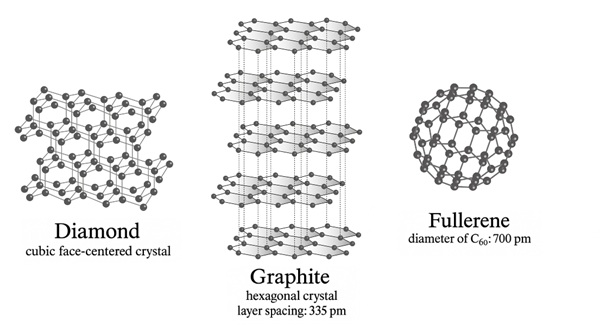 Structural comparison of various carbon allotropes