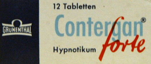 Contergan-forte-Verpackung um 1960 Contergan-forte-Verpackung um 1960