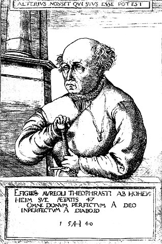 Paracelsus nach einem Kupferstich von Augustin Hirschvogel (1540) Paracelsus nach einem Kupferstich von Augustin Hirschvogel (1540)