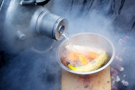 Das kryogene Frosten mit Flüssigstickstoff ist eine geläufige Methode zum Einfrieren von Obst und Gemüse