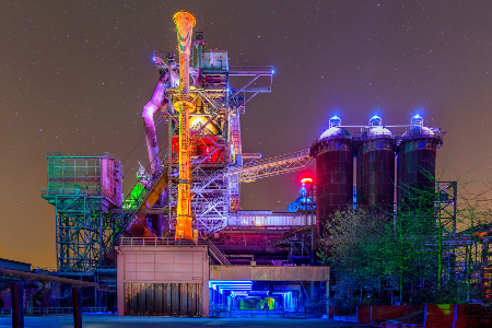 Die 1982 stillgelegte Hochofenanlage 2 im Landschaftspark Duisburg-Nord