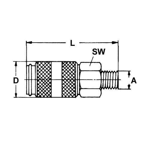 Schnellverschlusskupplung aus Messing-vernickelt, NW 2,7 mm - einseitig absperrend