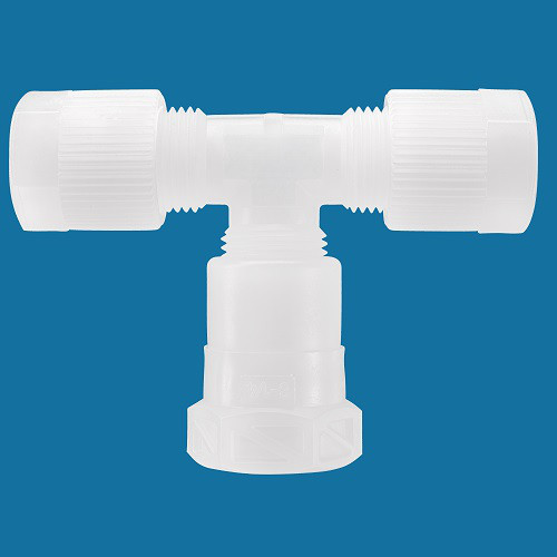 T-Shaped Pipe Connector with Female Thread made of PVDF