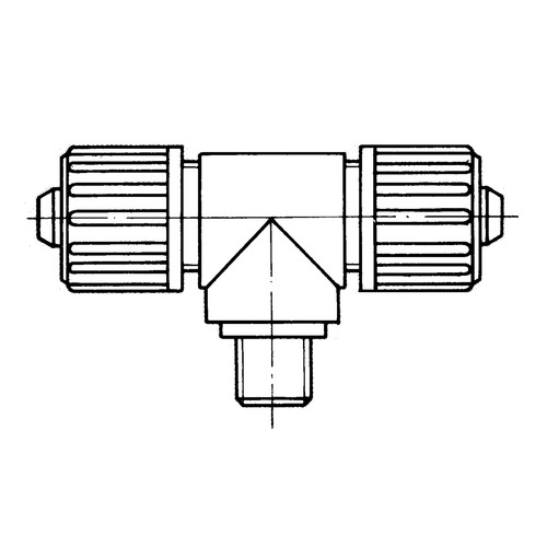 T-Shaped Connector with Male Thread made of PP or PVDF for Fabric Reinforced Tubing