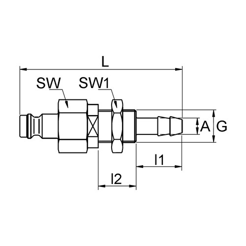 PVDF-Schnellverschluss-Stecker, NW 5 mm - Schalttafel