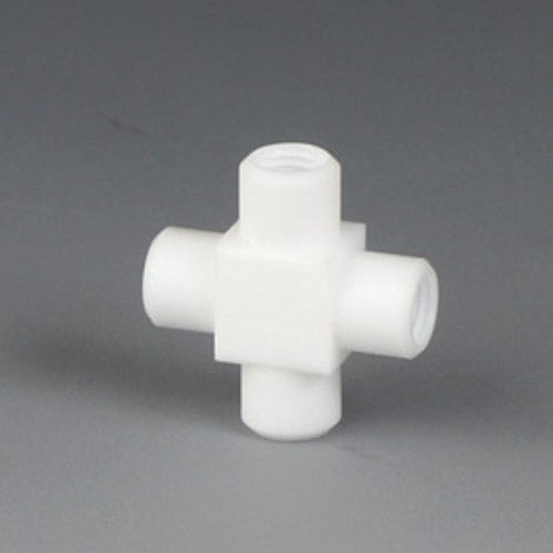 Cross Connector with Female Thread made of PTFE