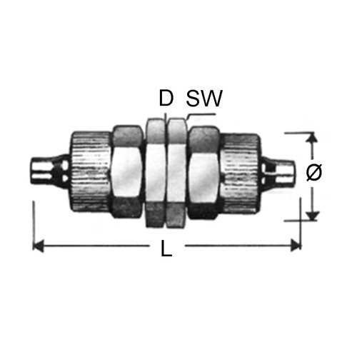 Straight Connector made of Brass - Bulkhead