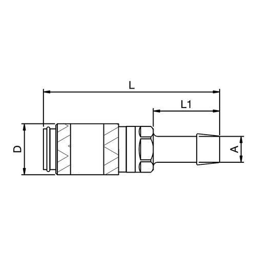 Schnellverschlusskupplung aus Messing-vernickelt, NW 2,7 mm - einseitig absperrend