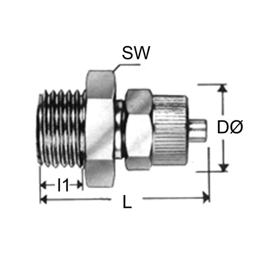 Straight Connector with Male Thread made of Brass