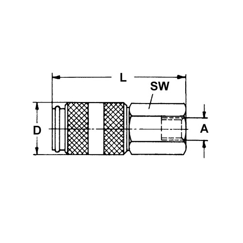 Schnellverschlusskupplung aus Messing-vernickelt, NW 5 mm - einseitig absperrend
