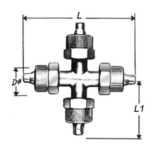 Cross Connector made of Brass