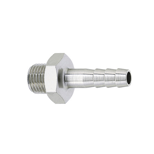 Straight Barb Connector with Male Thread made of Brass, Nickel-Plated
