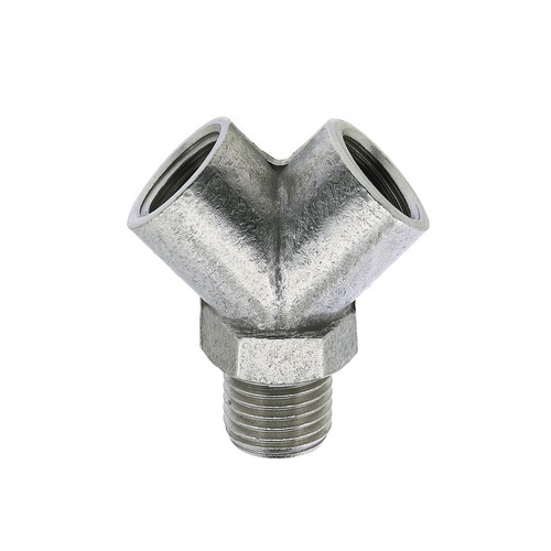 Y-Shaped Screwed Fitting made of Brass, Nickel-Plated - internal/external thread