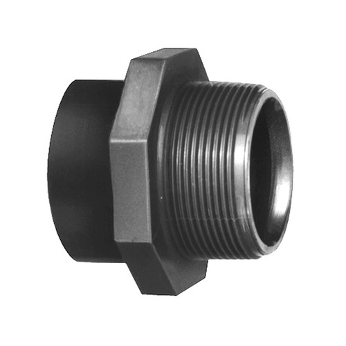 Straight Connector with Bonded Socket Joint and Male Thread made of PVC-U