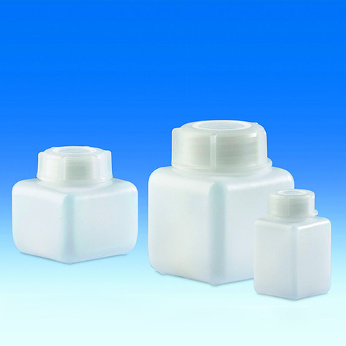 Wide-Mouth Bottle made of HDPE - square, translucent