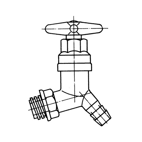 Angle-Body Drain Cock made of HDPE with Hose Nozzle - wide thread