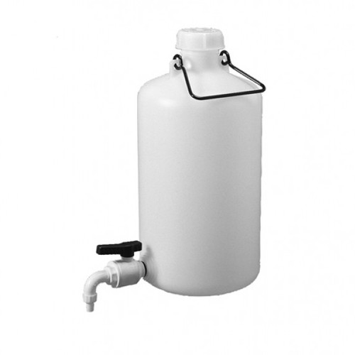 Abfüllflasche (rund) aus HDPE - mit PP-Kugelhahn