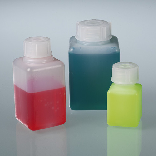 Wide-Mouth Bottle made of HDPE - square, leakproof