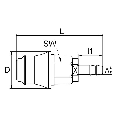 POM-Schnellverschlusskupplung, NW 7 mm