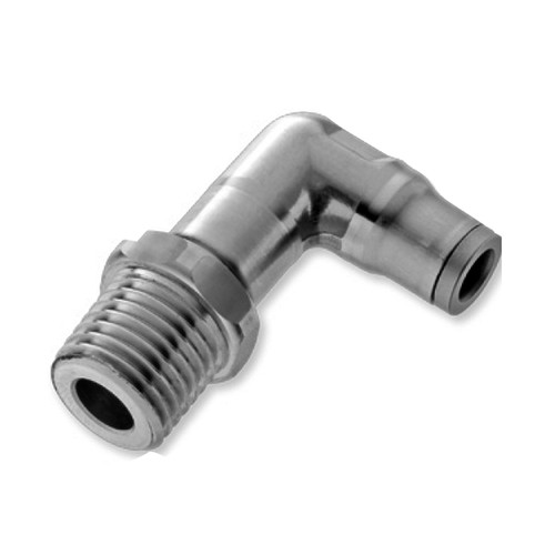 Elbow Plug-In Connector made of Stainless Steel with male Thread - long
