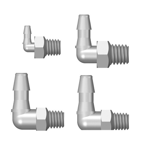 Mini Elbow Screw-in Connector with male thread UNF 10-32 - long