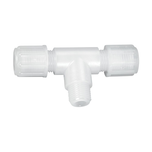 Micro T-Shaped Connector with Male Thread made of PTFE or PFA