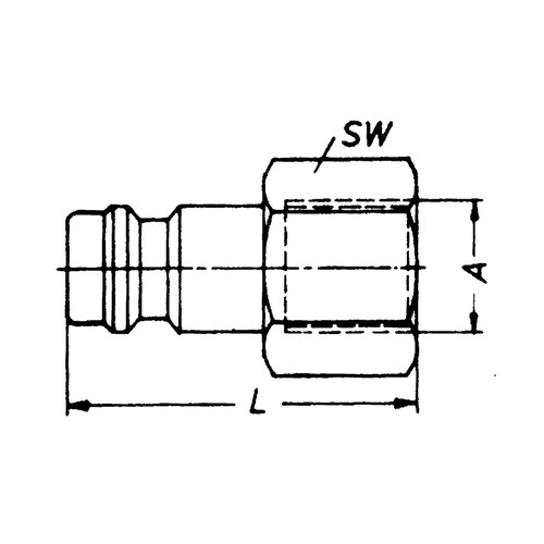 Schnellverschluss-Stecker aus Messing-vernickelt, NW 2,7 mm - einseitig absperrend