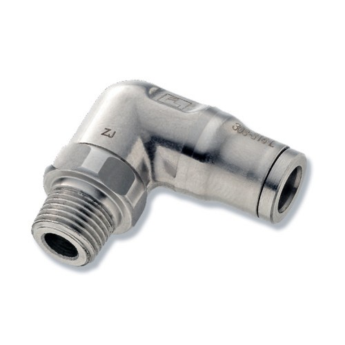 Elbow Plug-In Connector made of Stainless Steel with Male Thread - short