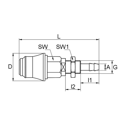 POM-Schnellverschlusskupplung, NW 5 mm - Schalttafel