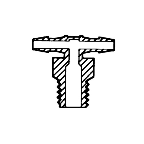 Mini T-Shaped Screw-in Connector with male thread UNF 10-32 - long