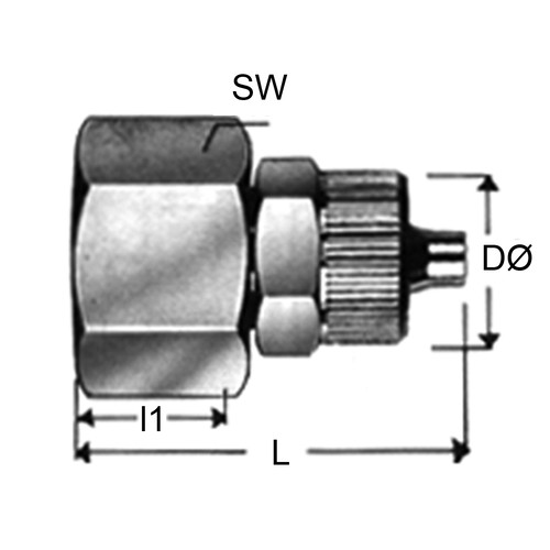 Straight Connector with Female Thread made of Brass